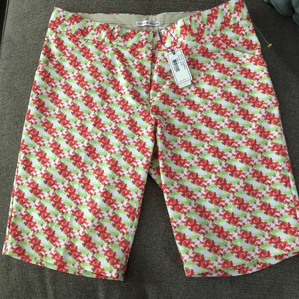 Peter Millar Womens Athletic‎ Knee Shorts Print Poly Spandex Sz 6